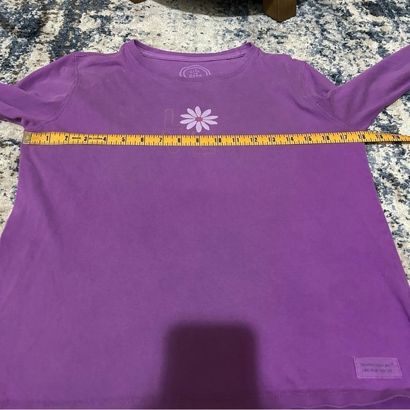 Life is Good Relaxed Fit Purple “Love” Floral Long Sleeve Top Size Small - Picture 6 of 8